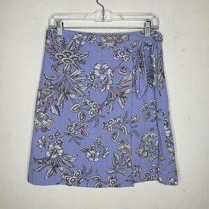 Ann Taylor fully lined blue white floral wrap skirt - 4